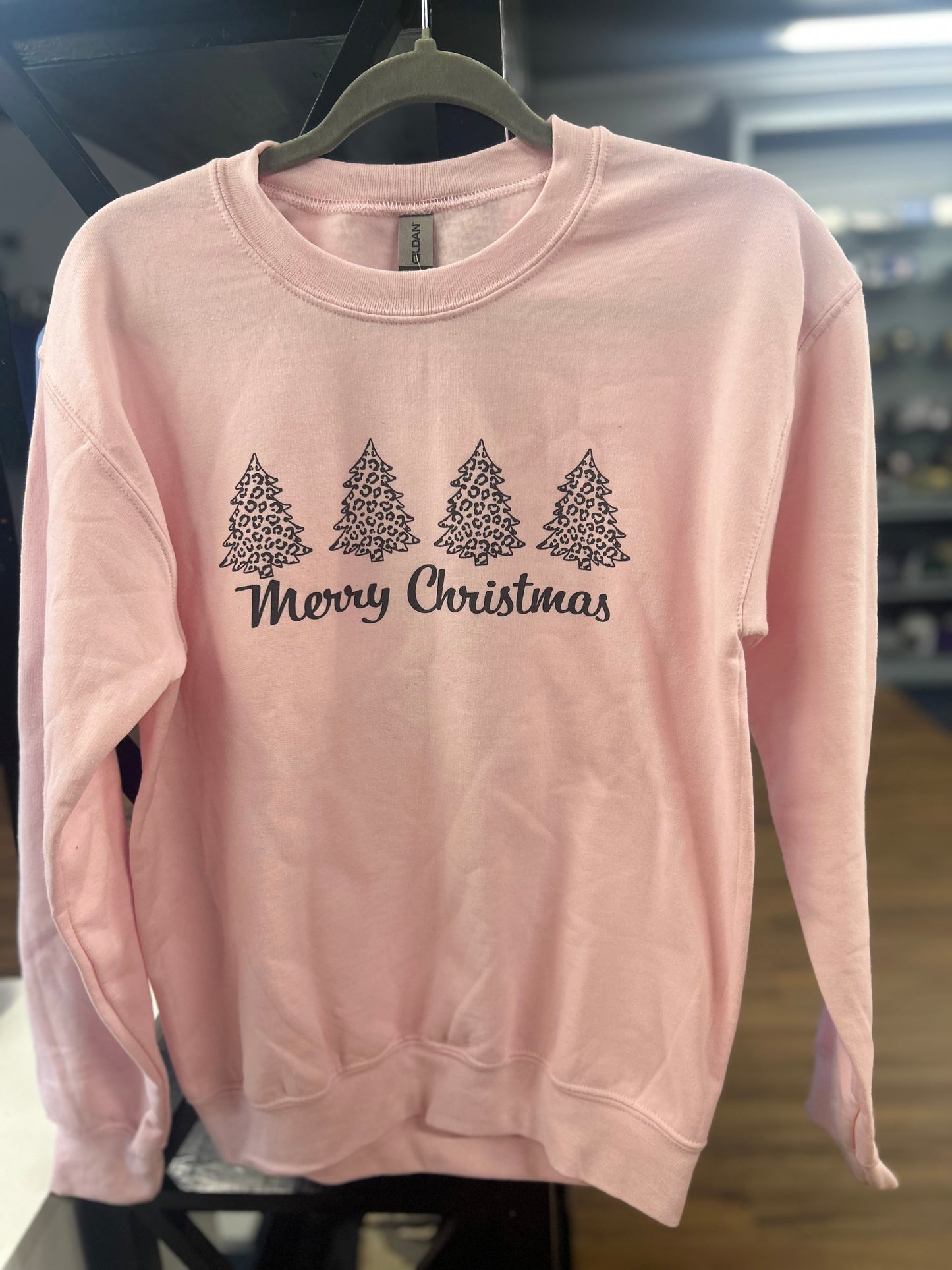 Merry Christmas Cheetah Print Trees Sweatshirt