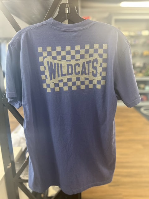 Checkered Wildcats Comfort Colors China Blue