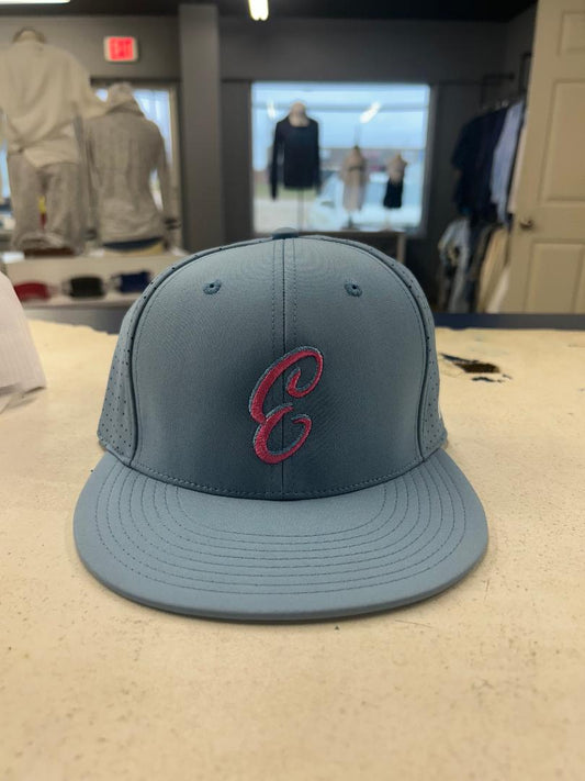 Embroidered Pink E Light Blue The Game Brand Flat Bill